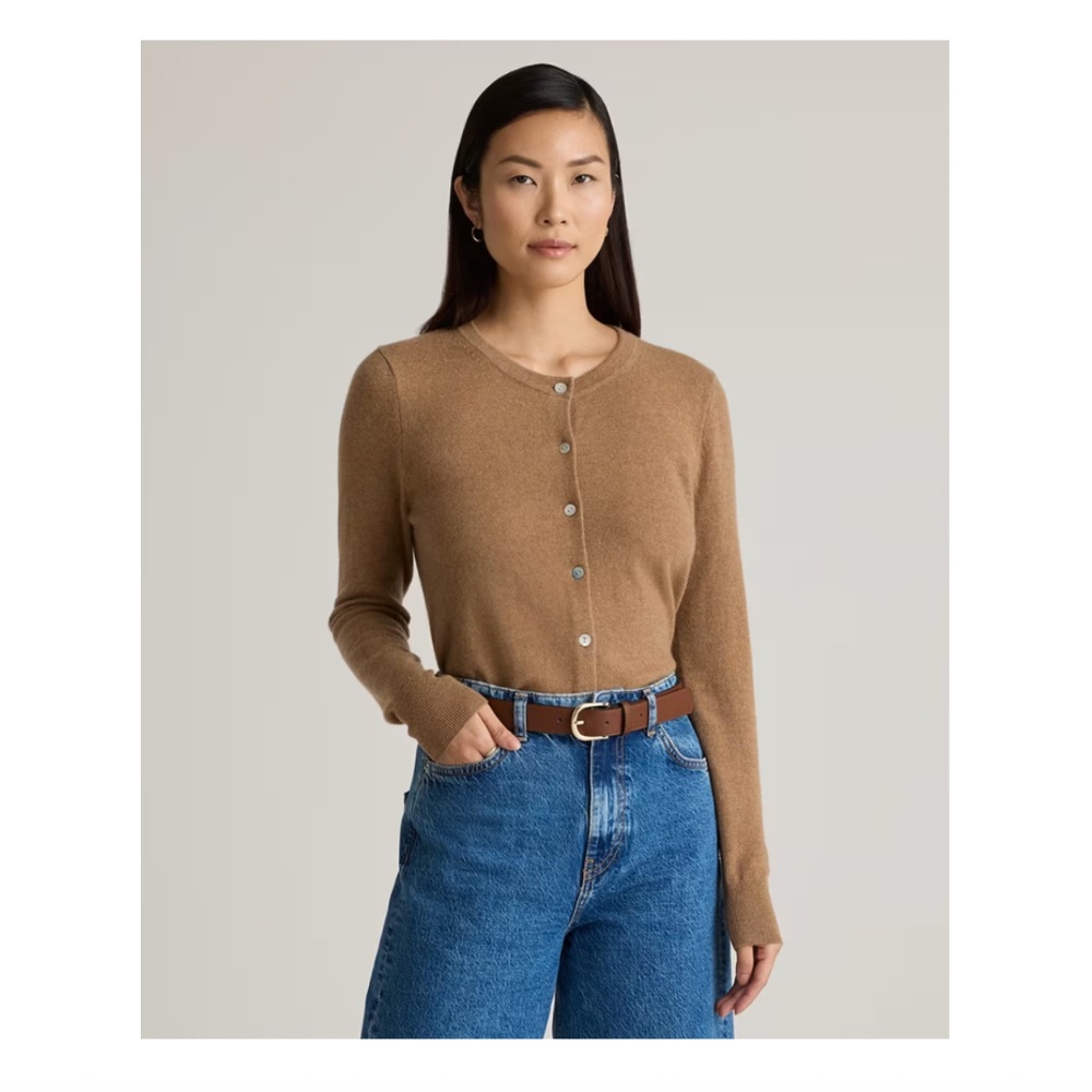 Quince Mongolian Cashmere Cardigan Sweater in Teak